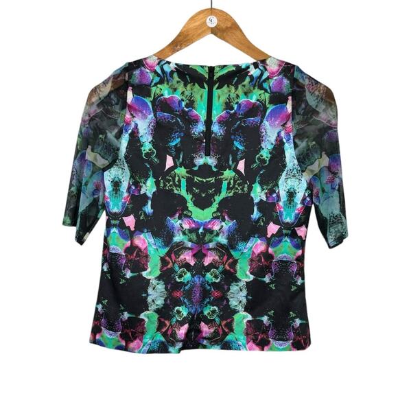 Milly NWT Surfer Mesh Colorful Watercolor Floral Top - Picture 8 of 11
